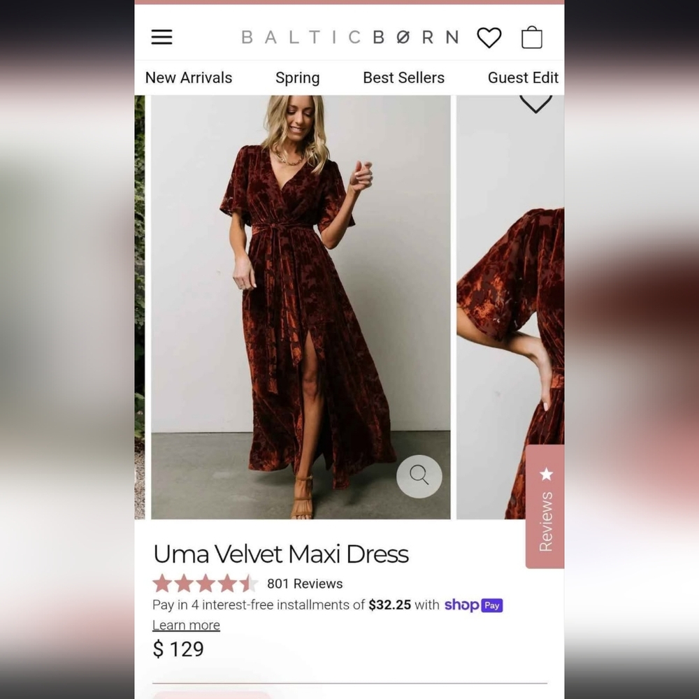 Baltic Born Uma Velvet Maxi Dress - Brown